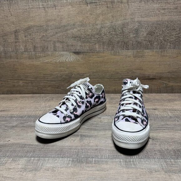 Converse Lift Purple Leopard Canvas Platform Sneakers Women's Size 8 - Picture 1 of 7